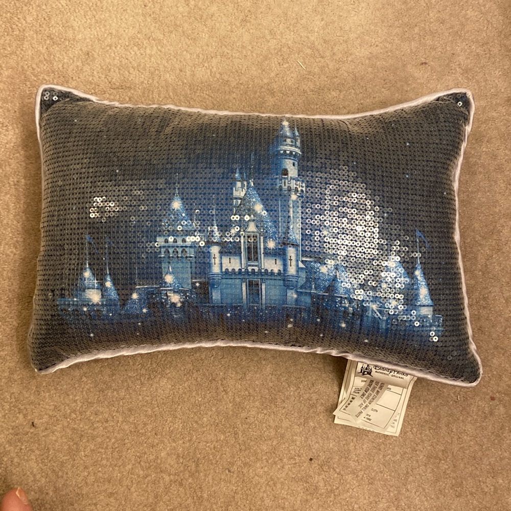 Disneyland Resort diamond anniversary 60th anniversary sequined pillow.